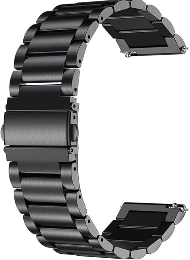 INEFABLE 20mm SmartWatch Strap Heavy Metal Chain for Amazfit GTS 2 Mini, Amazfit Bip/Bip U/Pro/Lite, Bip S, Amazfit GTS/ 2/2e, Samsung Galaxy Watch 4/ Watch 5 for All 20mm Watches - Black - Pack of 1